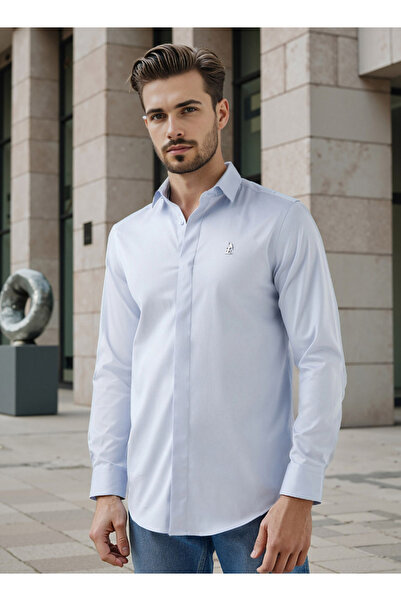 Emperor Regular Fit Logo Detail Shirt with Long Sleeves