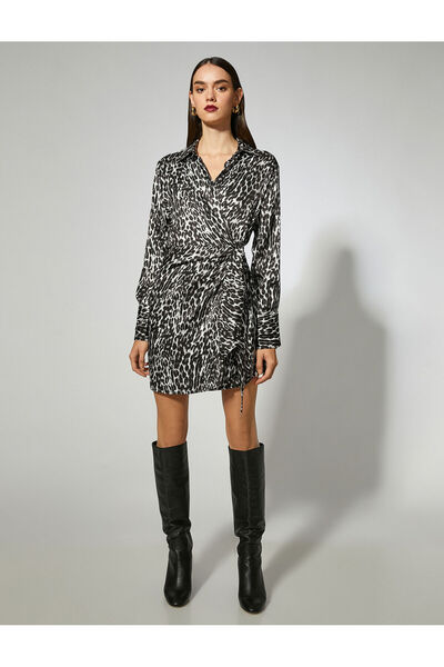 Koton Leopard Patterned Wrap Mini Dress