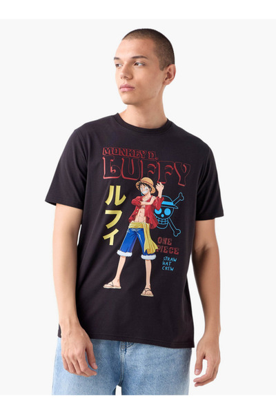 SP Characters تي شيرت بطبعة لوفي مع رقبة دائرية