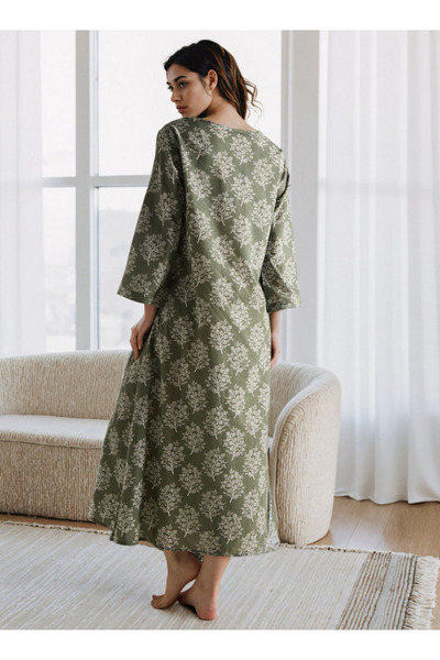 FAV Floral Print Kaftan Night Dress with V-neck