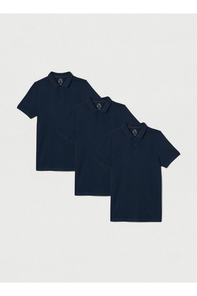 FAV Set of 3 - Polo T-shirt with Short Sleeves and Button Closure
