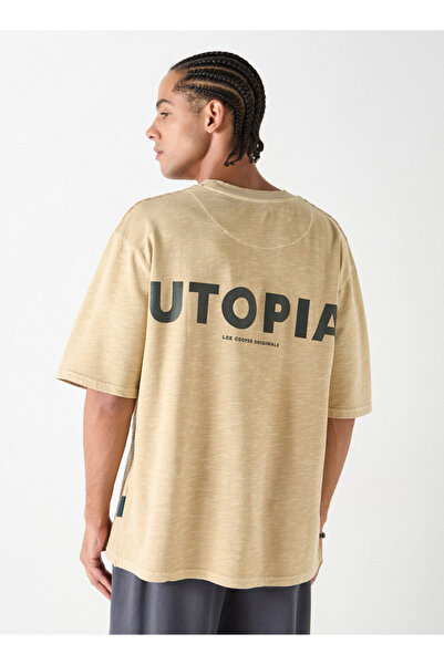 Lee Cooper Textured Oversized T-shirt with Short Sleeves