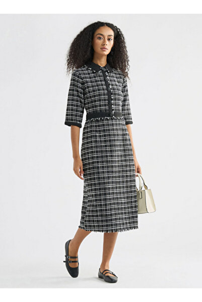 FAV Checked Shift Dress with Slit