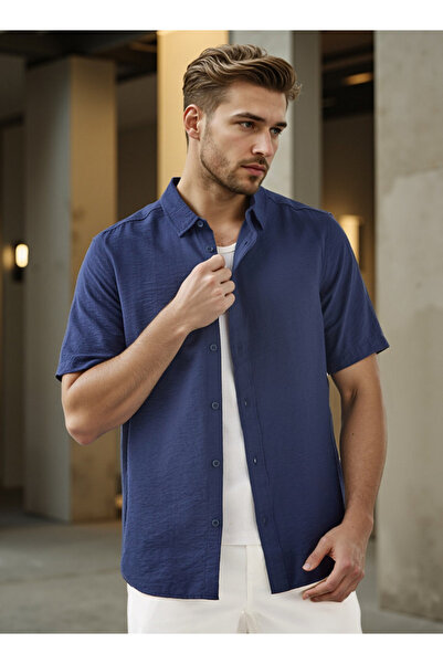 FAV قميص بياقة منقوش بقصّة عادية وقصة عادية