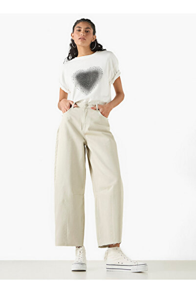 Lee Cooper Solid High-rise Horseshoe Jeans With Frayed Hem