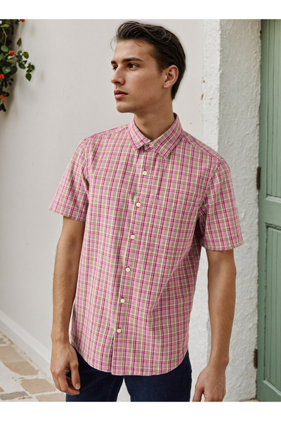 Lee Cooper قميص منقوش بياقة وقصة عادية