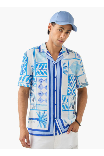 Lee Cooper All-Over Print Camp Collar Shirt