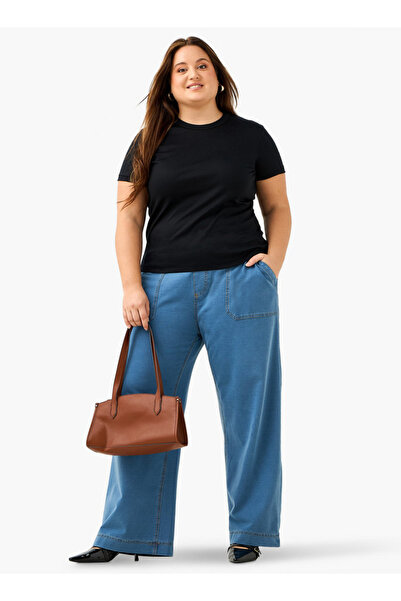 Ulla Popken Plus Size Ulla Popken Wide Leg Jeans with Pockets