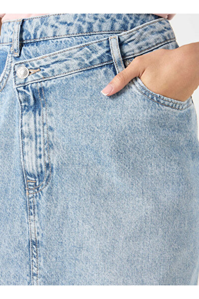 Lee Cooper Ripped Detail Asymmetric Denim Skirt With Pockets