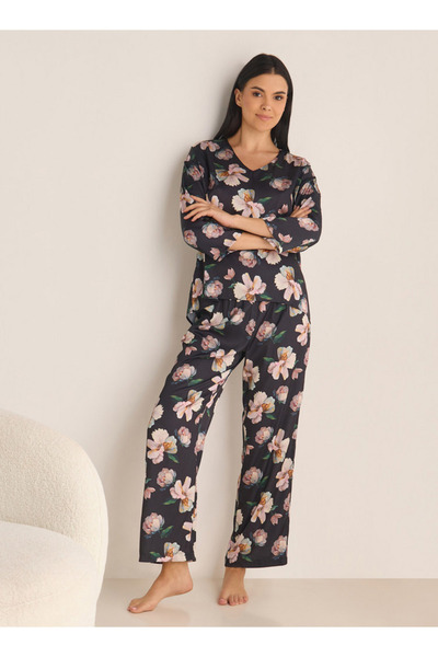 FAV طقم تي شيرت وبيجامة بطبعة زهور