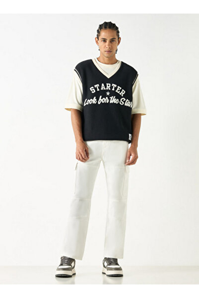 Starter Slogan Applique V-neck Sleeveless T-shirt