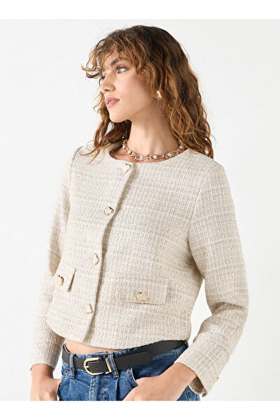 Iconic سترة منقوشة بأكمام طويلة وجيوب