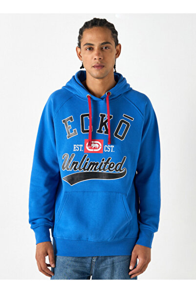 ECKO Logo Print Hoodie With Kangaroo Pocket