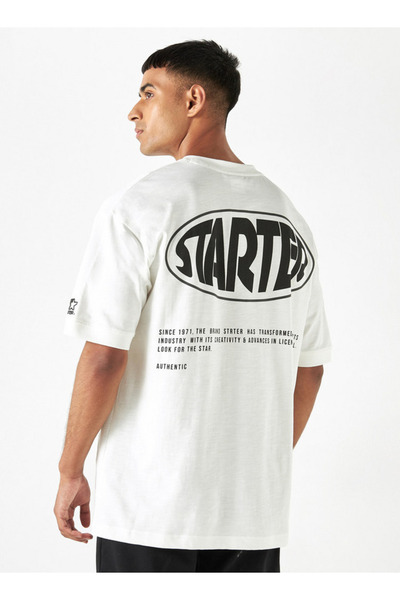Starter Typographic Print T-shirt with Crew Neck and Short Sleeves