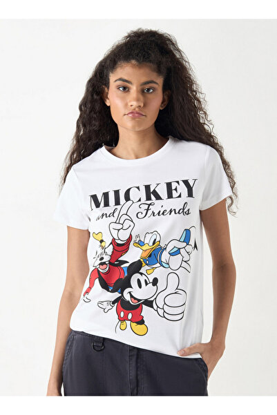 SP Characters Mickey Mouse and Friends Print T-shirt with Crew Neck and Short Sleeves