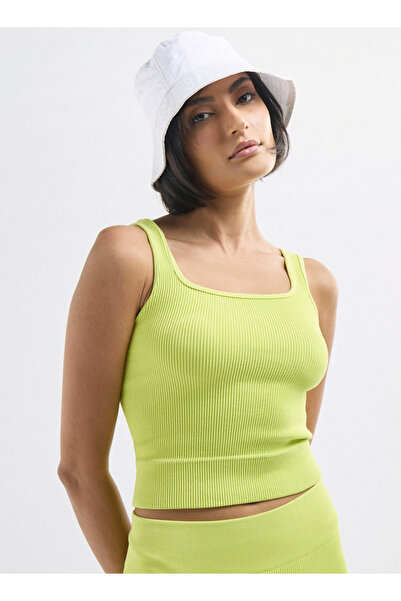 FAV Ribbed Cropped Tank Top With Square Neck