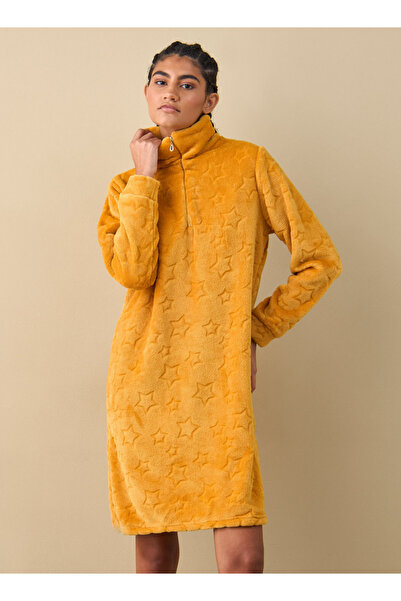 FAV قميص نوم بأكمام طويلة وسحّاب نصفي للإغلاق