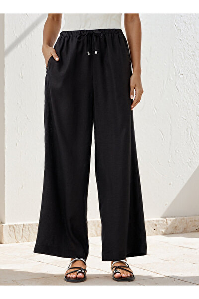 FAV بنطلون واسع من مزيج الكتان