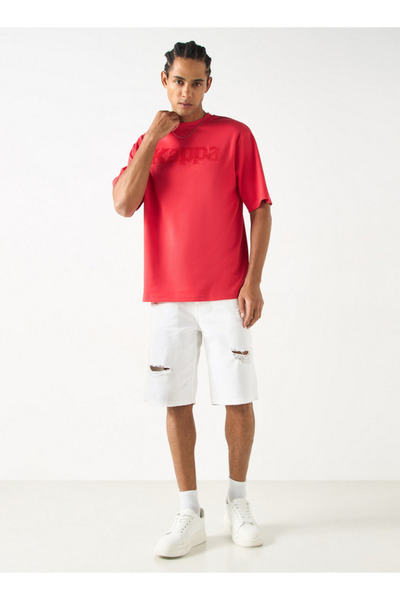 Kappa Logo Embroidered T-shirt with Short Sleeves and Crew Neck