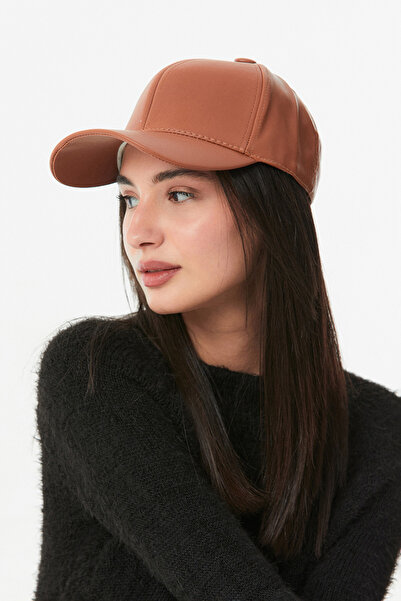 Fulla Moda Faux Leather Back Adjustable Cap Hat