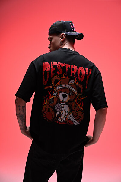 Nhara Unisex Destroy Oversize Μαύρο T-shirt
