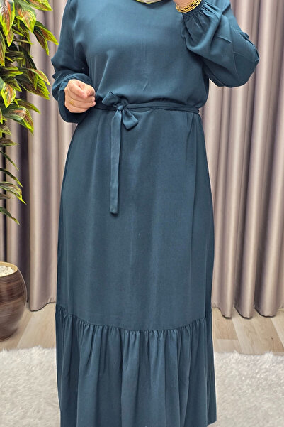 Elmas Tesettür Γυναικεία Ρούχα Χιτζάμπ Μεγάλου Μεγέθους Φόρεμα με ίσιο βολάν