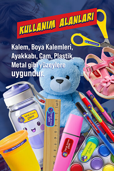 colortouch 296 ADET Panda Temalı Okul Etiketi Kalem Etiketi Defter Etiketi Kişiye Özel İsim Yazılabilen Etiket