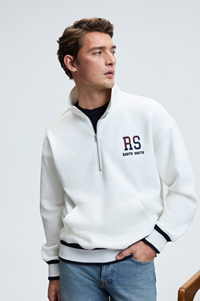 GRIMELANGE Plata Men's Half-Zip Kangaroo Pocket Skirt and Knitwear Detail on ...