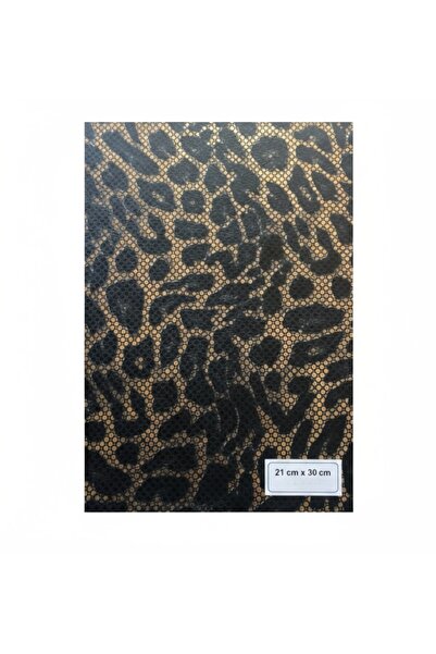 KumaşEvi Kendinden Yapışkanlı Varaklı Leopar Suni Deri - Kutu Kılıf Cüzdan Anahtarlık Kaplama / 21x30 cm