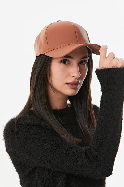 Fulla Moda Faux Leather Back Adjustable Cap Hat