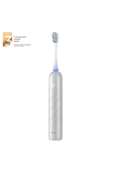 MOVA Periuță de dinți electrică Fresh Pro, 69000 vibrații/min, fără fir, argi...