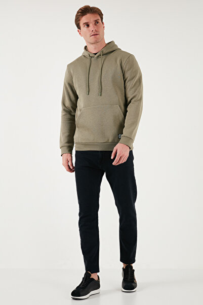 Buratti Мъжка блуза с качулка, джоб тип кенгуру, подплатена с мек шерпа, с редовна кройка SWEAT 5905281