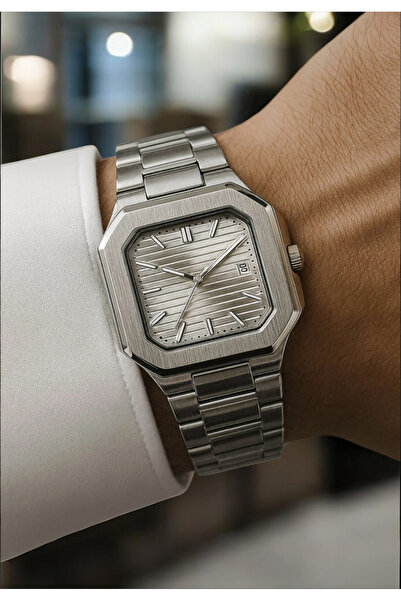 MAC CENTER Square Model Equivalent Steel Men's Wristwatch-Men's Watch-Gift-Men's Watch with Calendar