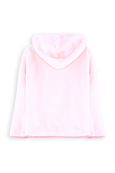 Denokids Girl's Pink Plush Coat with Heart Pocket