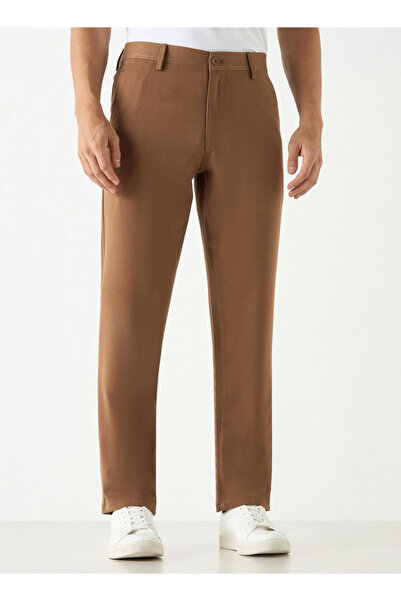 Smart Regular Fit Pants with Button Closure and Pockets