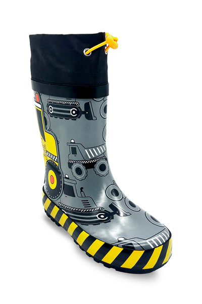 Denokids Construction Vehicles Boys Gray Rain Boots