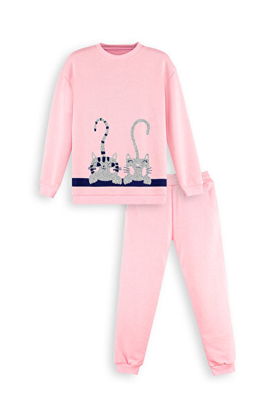 Denokids Ριγέ Friends Girl's Pink Tracksuit Σετ