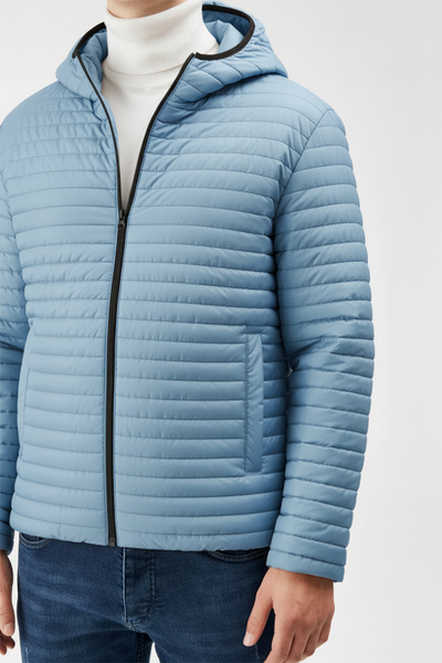 D1fference Erkek İçi Astarlı Rüzgar Geçirmez Kapüşonlu Mont