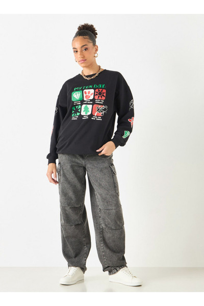 SP Characters Graphic Print Sweatshirt with Long Sleeves