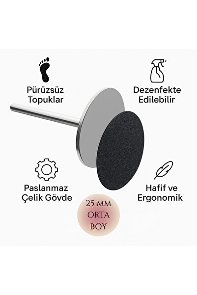 Rulia Professional 25 mm Paslanmaz Çelik Podo Disk Başlık | Ayak Törpüleme Pe...