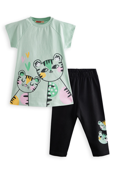Denokids Polka Dot Tiger Girl's T-Shirt Tights Set