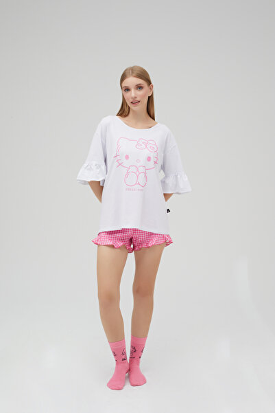 Hello Kitty Lisanslı Şortlu Kısa Kol Pijama Takımı