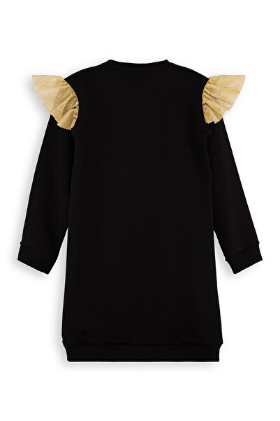 Denokids Ασημί Γάτα Κοριτσίστικο Μαύρο Φόρεμα