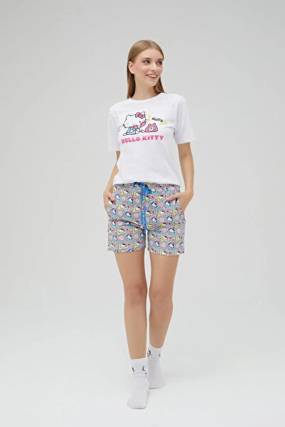 Hello Kitty Lisanslı Baskılı Kısa Şortlu Pijama Takımı