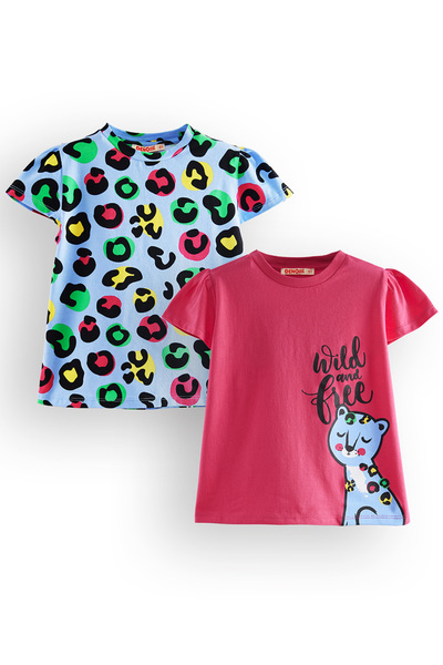 Denokids Κοριτσίστικο μπλουζάκι Black Leopard 2 Pack