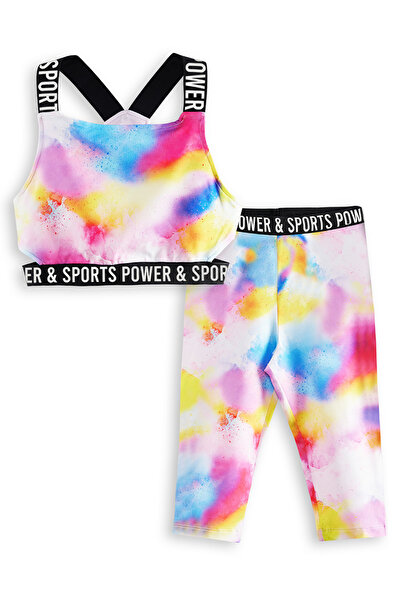 Denokids Batik Girl's Crop Top Sports Leggings Set