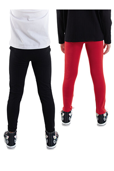 Denokids Black and Red Girl's 2 Pack Leggings
