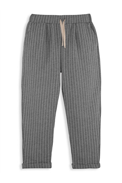 Denokids Boy's Striped Gray Trousers