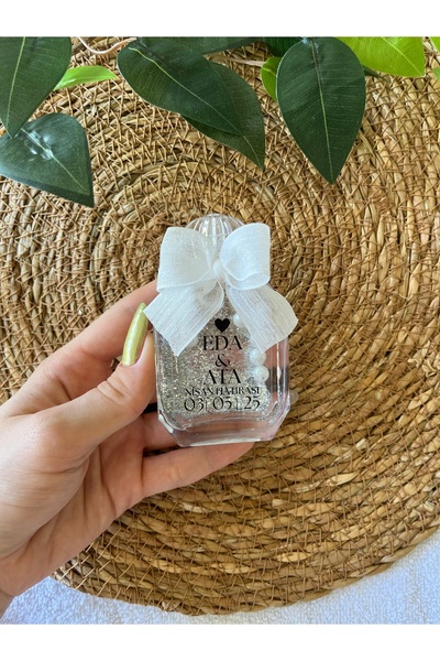 FİORE HEDİYELİK Nişan Hediyelik Kolonya Simli Ve Incili Cam Şişe 10 Adet,nişan,söz,kına,doğum Günü Limon Kolonyası