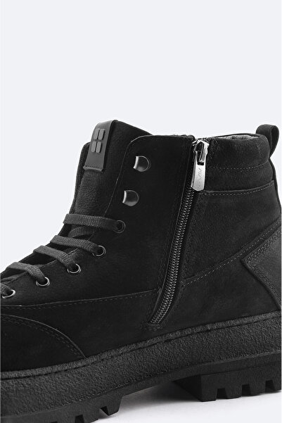 Avva Pánské černé 100% kožené šněrované flexibilní a odolné lehké boty s termo podrážkou A32y8010